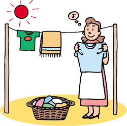 洗濯物を干すお母さん