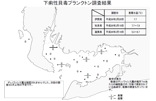 下痢性貝毒原因プランクトン調査結果（平成26年2月20日） 