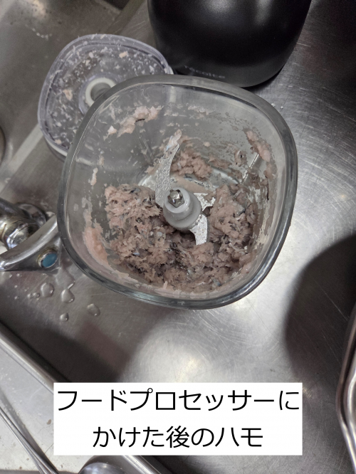 フードプロセッサーにかけた後のハモ