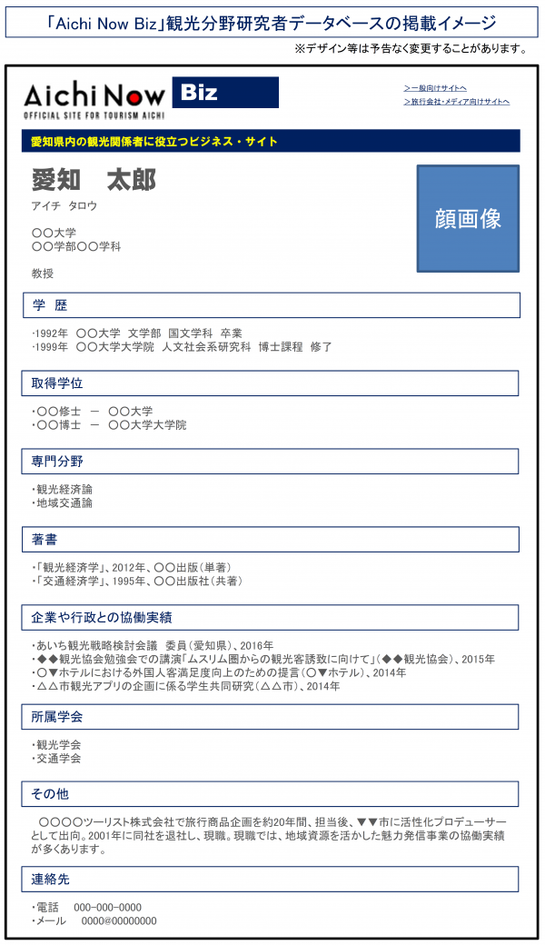 研究者データベースの紹介ページイメージ