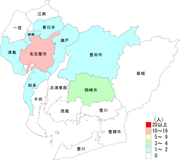 麻しん患者保健所別発生分布図