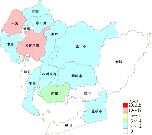 麻しん患者保健所別発生分布図