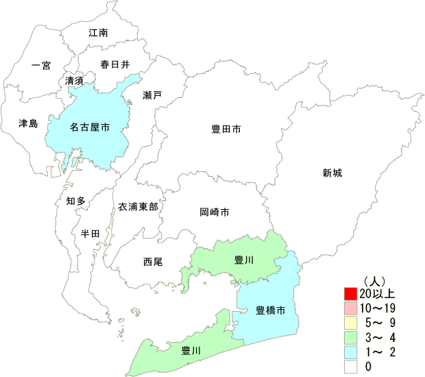麻しん患者保健所別発生分布図