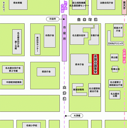 県議会議事堂周辺略図
