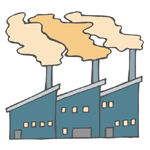 有害物質を出す工場のイラスト