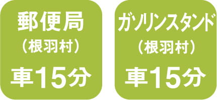 郵便局車で15分、ガソリンスタンド車で15分 スマートフォン用