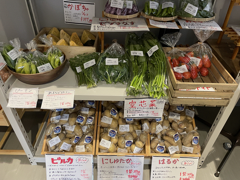 販売される野菜の写真
