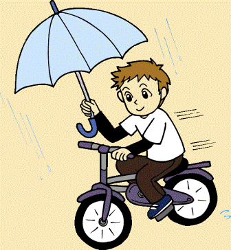 自転車運転中の傘さし画像