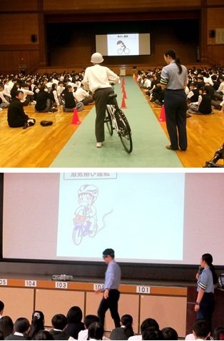 R50821　２高校で自転車の交通安全講話