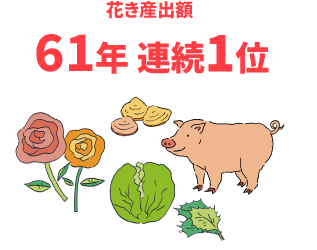 花き産出額 59年連続1位