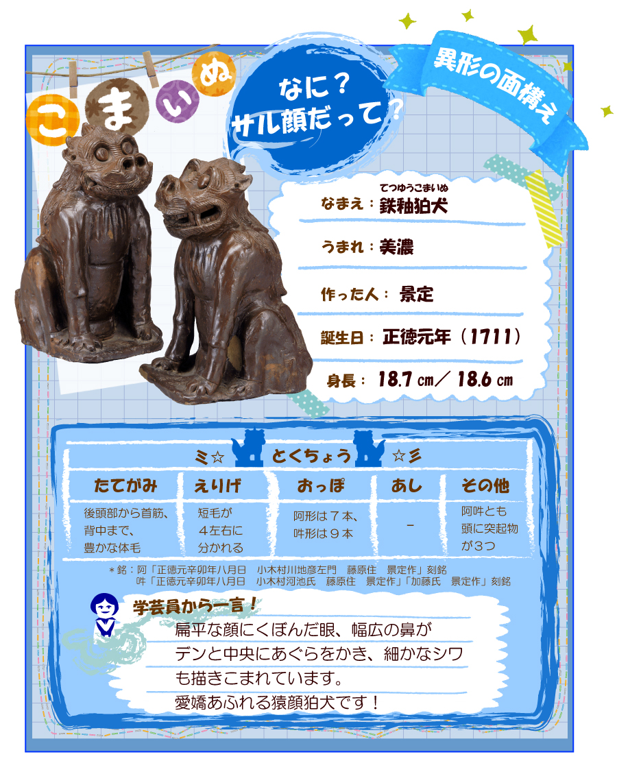 異形の面構え:鉄釉狛犬