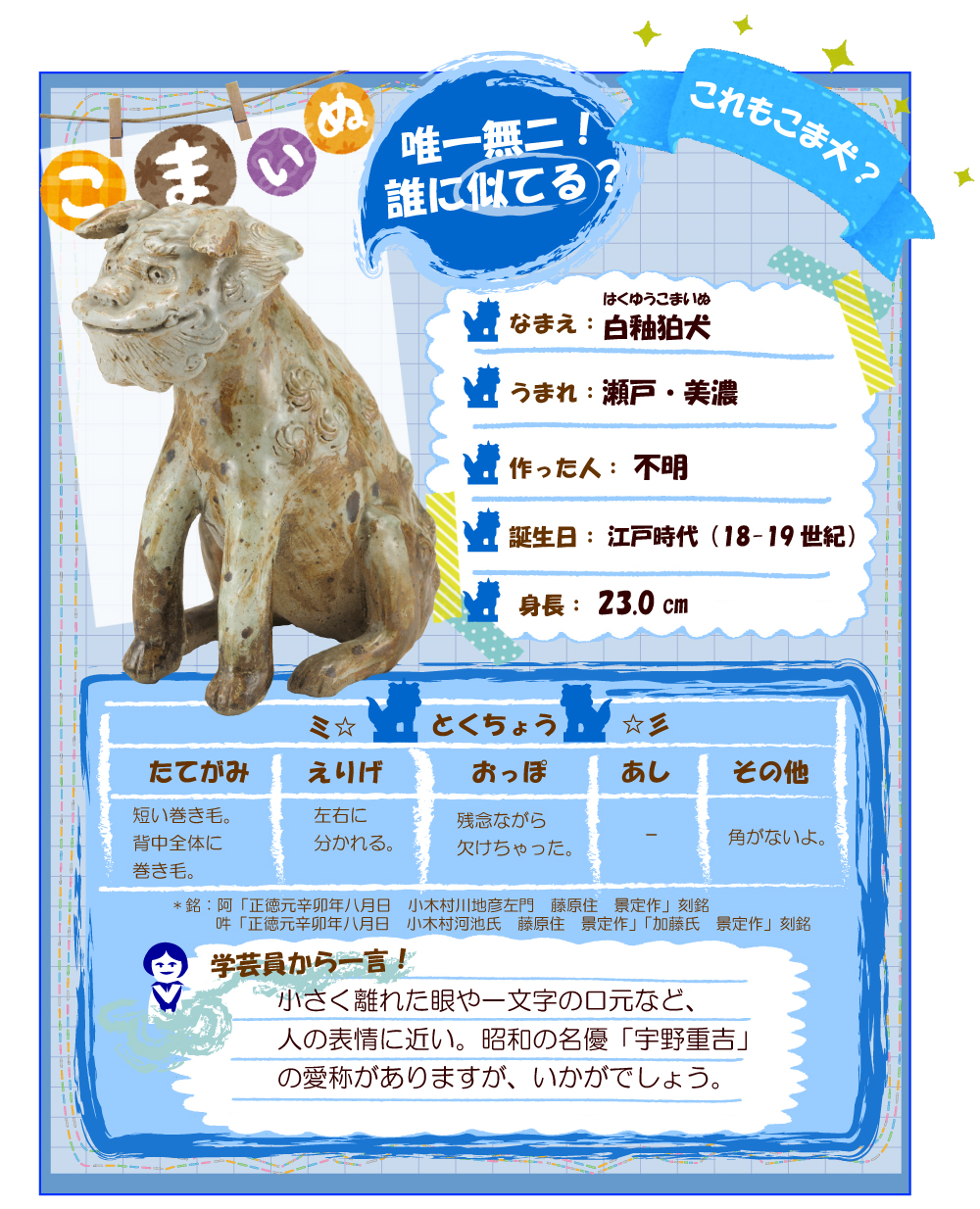 これもこま犬?:白釉狛犬