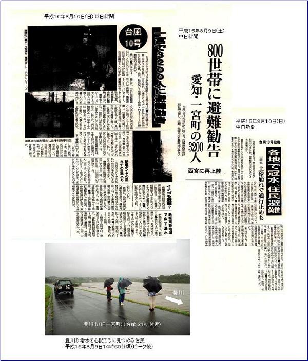 豊川における水害に関する新聞記事