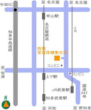 西部家畜保健衛生所の位置図