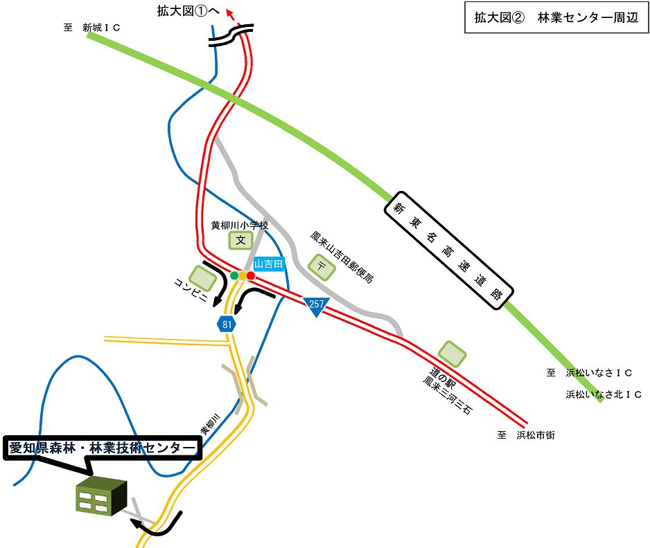 愛知県森林・林業技術センター　案内図（拡大図２)