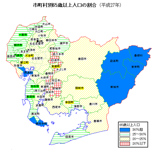 市町村別65歳以上人口の割合