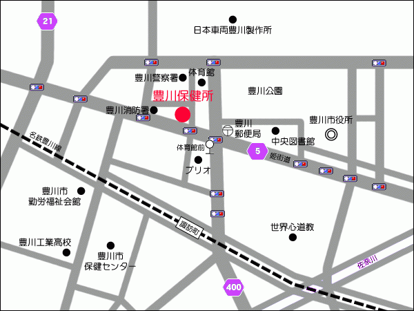 豊川保健所の地図