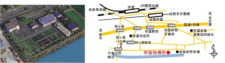 弥富指導所の航空写真と地図です。