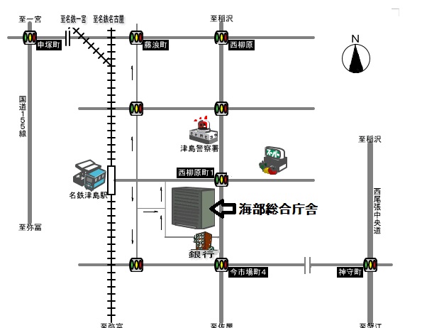 海部総合庁舎アクセス図