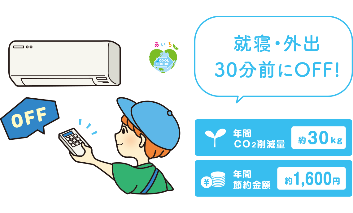 あいち Cool Choiceの実践 就寝 外出30分前にoff 愛知県 あいち Cool Choiceの実践 就寝 外出30分前にoff 愛知県