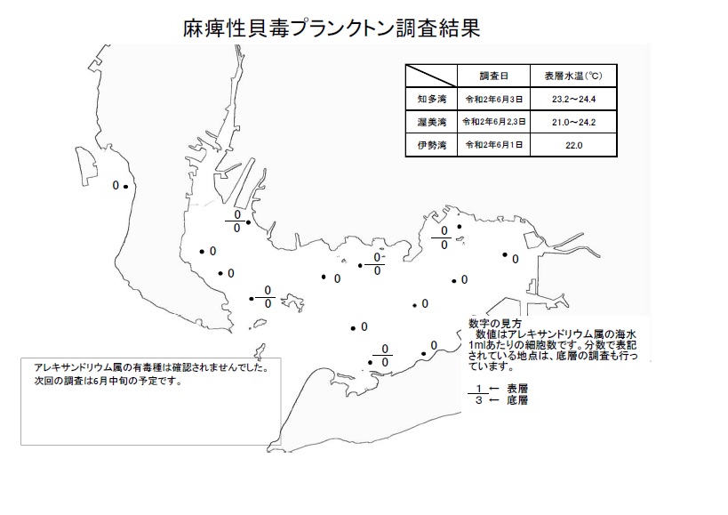 麻痺性貝毒プランクトン調査結果20200601