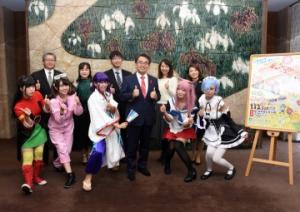 「あいちポップカルチャーフェスティバル2018」出演者等による知事表敬訪問