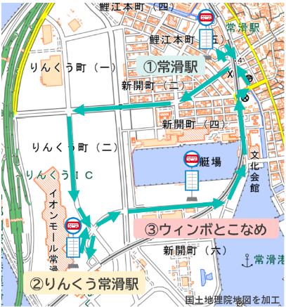 常滑市自動運転ルート図