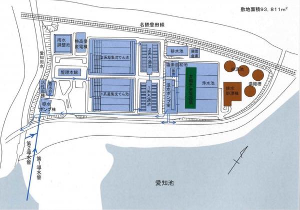 尾張東部浄水場平面図