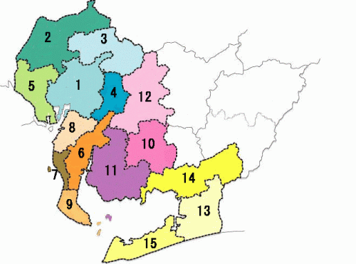 光化学スモッグ予報等の発令区域の図