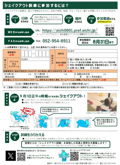 あいち総ぐるみシェイクアウト訓練2025ちらし裏