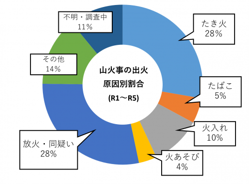 山火事の出火原因別割合