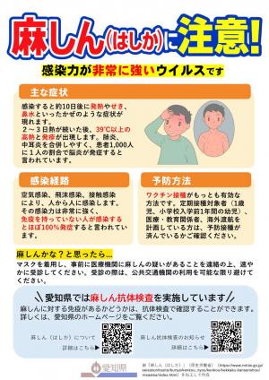 リーフレット「麻しん(はしか)に注意!」