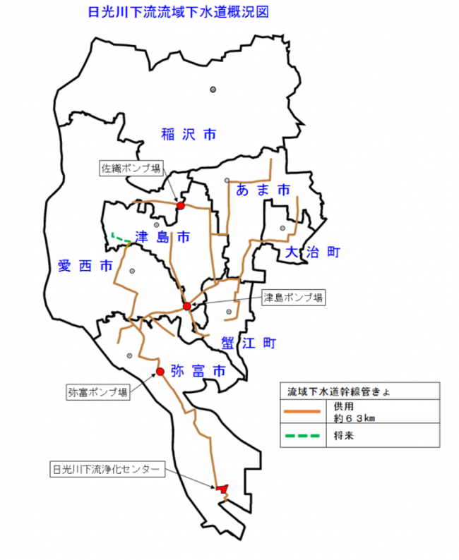 日光川下流流域下水道概略図