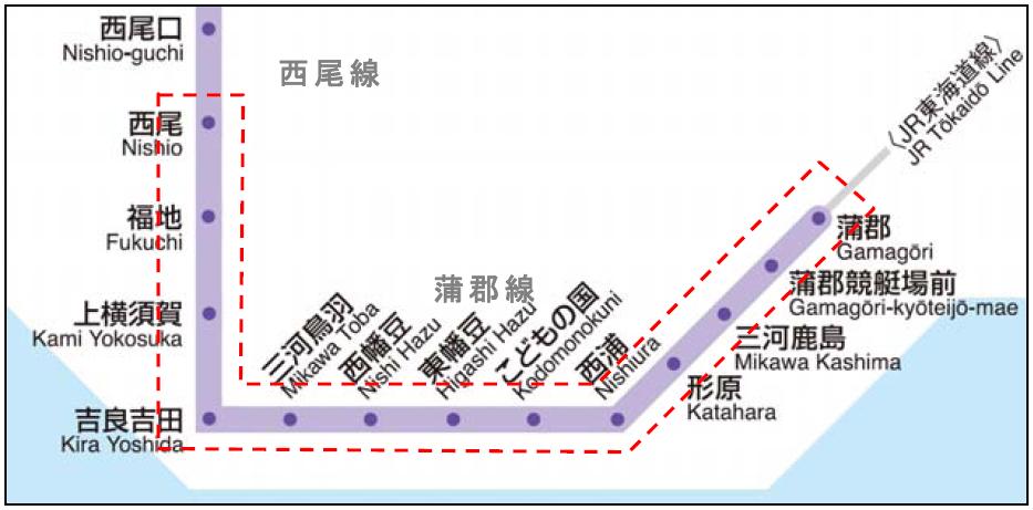 西尾・蒲郡線路線図