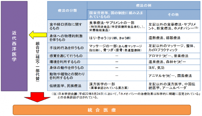 「これまでの議論の整理(「統合医療」のあり方に関する検討会・平成25年2月)」より抜粋