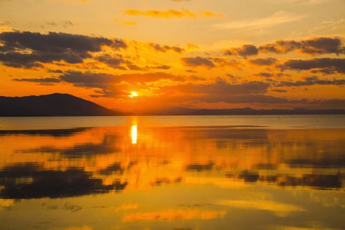 サロマ湖の夕陽