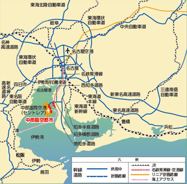 愛知県企業庁企業立地部企業誘致課 企業立地のご案内 中部臨空都市のまちづくり 中部臨空都市の位置 アクセス